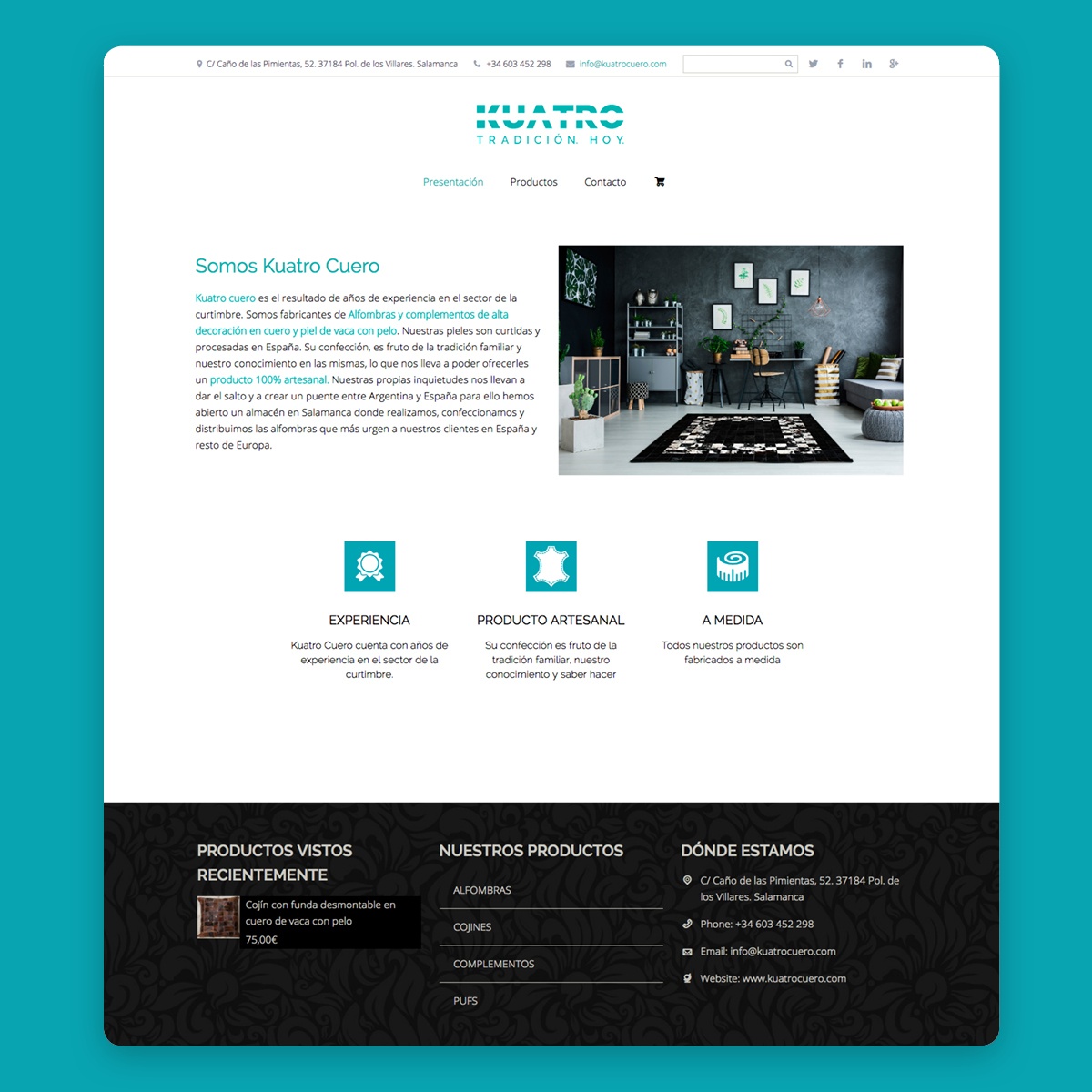 Diseño web tienda online Kuatro Cuero