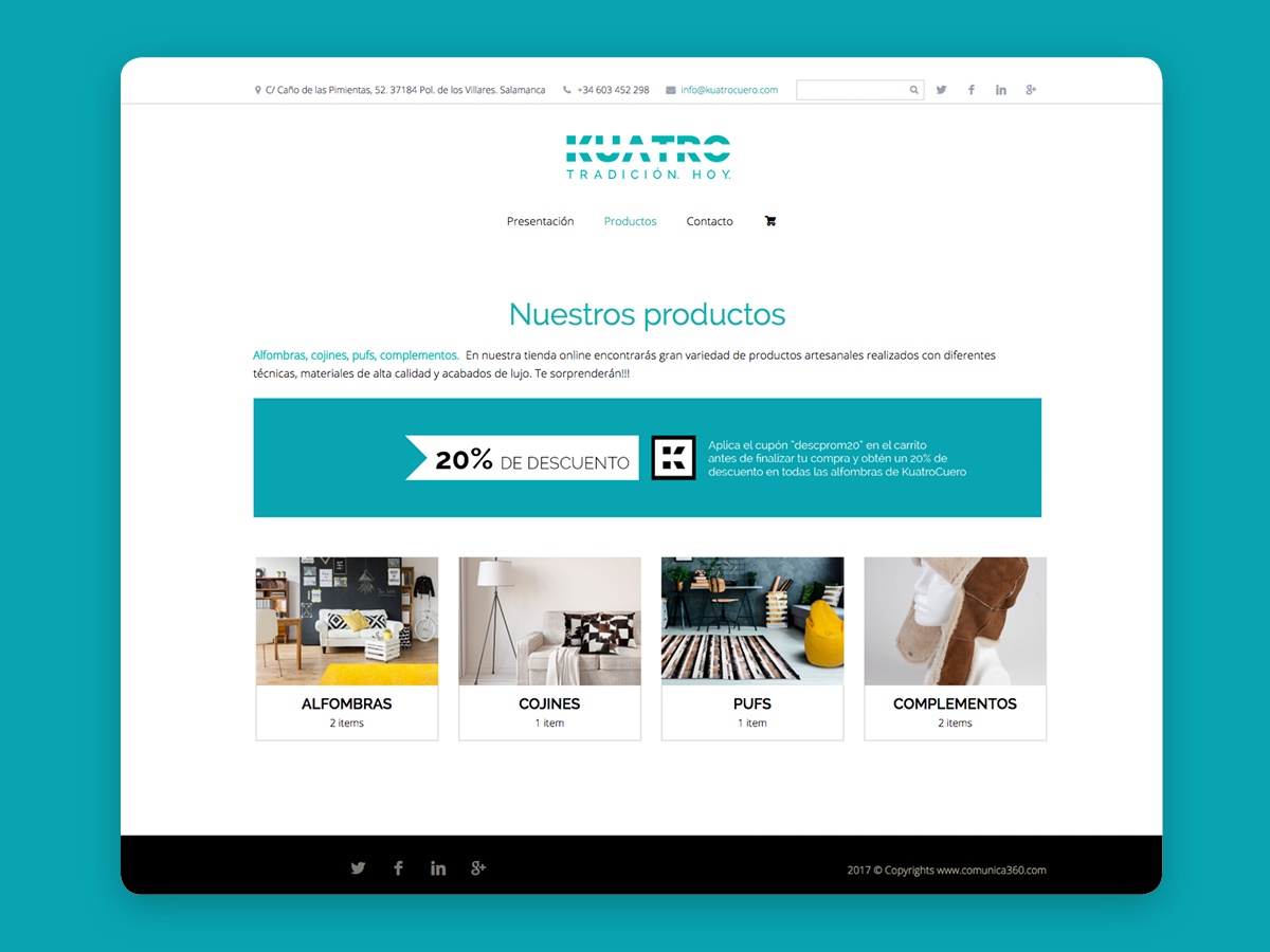 Diseño web tienda online Kuatro Cuero